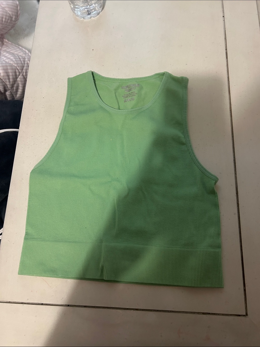 Cropped Ribbed Tank Top in Light Green
